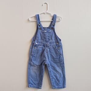 Vtg Lee Overalls Baby Girls Sz 18m 90s Blue Denim Classic Staple Light Wash